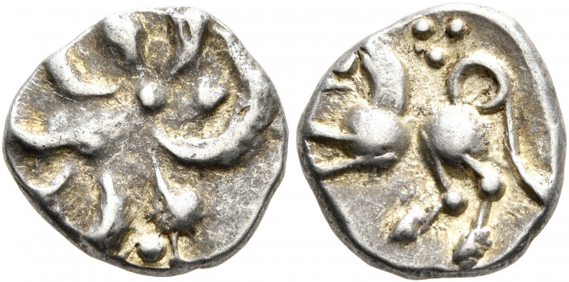CENTRAL EUROPE. Vindelici. Mid 1st century BC. Quinarius (Silver, 13 mm, 1.79 g)...
