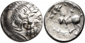CARPATHIAN REGION. Uncertain tribe. Circa 3rd century BC. Tetradrachm (Silver, 24 mm, 12.93 g, 9 h), 'W-Reiter' type, imitating Philip II of Macedon. ...