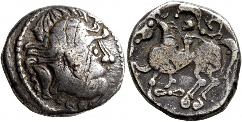 MIDDLE DANUBE. Uncertain tribe. 2nd-1st centuries BC. Tetradrachm (Silver, 24 mm...