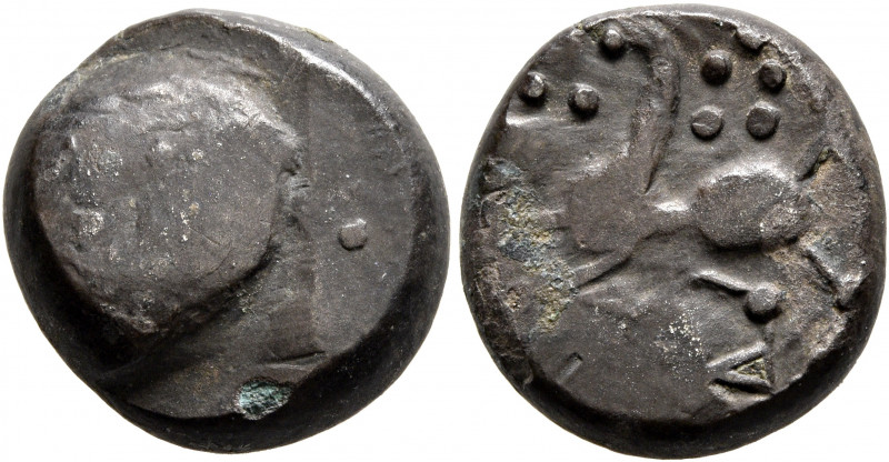 MIDDLE DANUBE. Uncertain tribe. 2nd-1st centuries BC. Tetradrachm (Bronze, 16 mm...