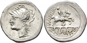 MIDDLE DANUBE. Eravisci. Mid to late 1st century BC. Denarius (Silver, 20 mm, 4.38 g, 5 h), imitating a denarius of L. Marcius Philippus of 57 BC. Hea...