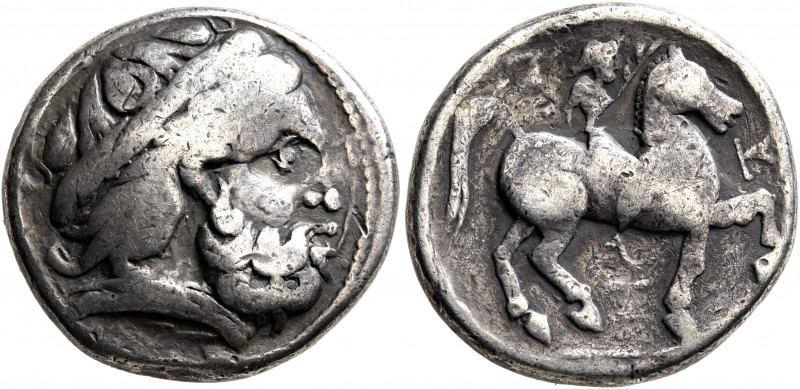LOWER DANUBE. Uncertain tribe. 3rd century BC. Tetradrachm (Silver, 25 mm, 14.08...