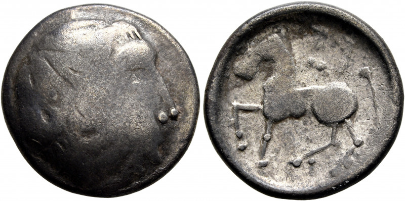 LOWER DANUBE. Uncertain tribe. Circa 2nd century BC. Tetradrachm (Silver, 23 mm,...