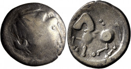 LOWER DANUBE. Uncertain tribe. Circa 2nd century BC. Tetradrachm (Silver, 24.5 mm, 6.46 g, 8 h), 'Sattelkopfpferd' type, imitating Philip II of Macedo...