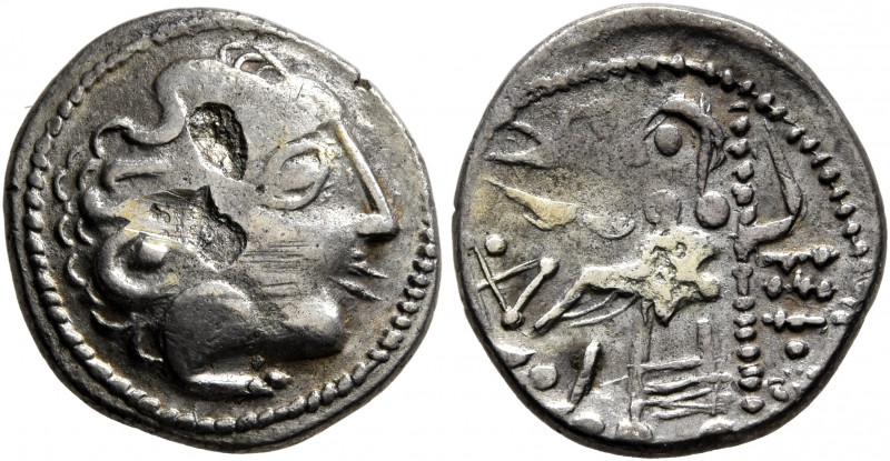 LOWER DANUBE. Uncertain tribe. Circa 2nd century BC. Drachm (Silver, 15 mm, 2.24...