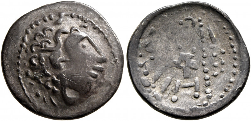 LOWER DANUBE. Uncertain tribe. Circa 2nd century BC. Drachm (Silver, 17 mm, 1.94...