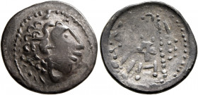 LOWER DANUBE. Uncertain tribe. Circa 2nd century BC. Drachm (Silver, 17 mm, 1.94 g, 11 h), imitating Philip III of Macedon. Celticized male head to ri...