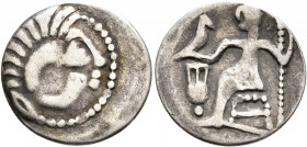 LOWER DANUBE. Uncertain tribe. Circa 2nd-1st centuries BC. Drachm (Silver, 20 mm, 2.21 g, 12 h), imitating Alexander III of Macedon. Celticized head o...