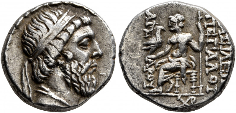 KINGS OF PARTHIA. Mithradates I, 165-132 BC. Drachm (Silver, 16 mm, 4.00 g, 12 h...
