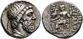 KINGS OF PARTHIA. Mithradates I, 165-132 BC. Drachm (Silver, 16 mm, 4.00 g, 12 h), Seleukeia on the Tigris, circa 141-138. Diademed head of Mithradate...
