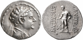 BAKTRIA, Greco-Baktrian Kingdom. Eukratides II, circa 145-140 BC. Tetradrachm (Silver, 32 mm, 16.81 g, 11 h), Baktra. Diademed and draped bust of Eukr...