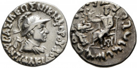 BAKTRIA, Indo-Greek Kingdom. Antialkidas, circa 130-120 BC. Drachm (Silver, 16 mm, 2.43 g, 12 h), Indian standard, uncertain mint in Paropamisadai or ...