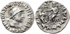 BAKTRIA, Indo-Greek Kingdom. Antialkidas, circa 130-120 BC. Drachm (Silver, 16 mm, 2.44 g, 12 h), Indian standard, uncertain mint in Paropamisadai or ...