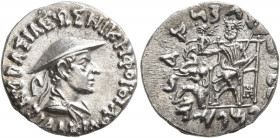 BAKTRIA, Indo-Greek Kingdom. Antialkidas, circa 130-120 BC. Drachm (Silver, 16 mm, 2.40 g, 11 h), Indian standard, uncertain mint in Paropamisadai or ...