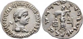 BAKTRIA, Indo-Greek Kingdom. Apollodotos II, circa 85-65 BC. Tetradrachm (Silver, 30 mm, 9.73 g, 12 h), Indian standard, uncertain mint in the Punjab....