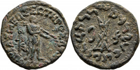 BAKTRIA, Indo-Greek Kingdom. Apollodotos II, circa 85-65 BC. AE (Bronze, 29 mm, 17.48 g, 12 h), Indian standard, 'heavy denomination'. BAΣIΛEΩΣ ΣΩTHPO...