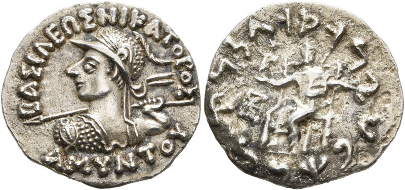 BAKTRIA, Indo-Greek Kingdom. Amyntas, circa 80-65 BC. Drachm (Silver, 18 mm, 2.3...