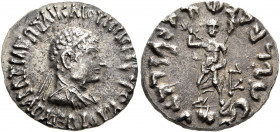 BAKTRIA, Indo-Greek Kingdom. Archebios, circa 75-65 BC. Drachm (Silver, 17 mm, 2.44 g, 12 h), Indian standard, uncertain mint in eastern Gandhara. BAΣ...