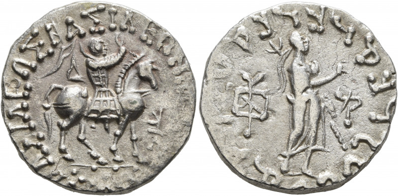 INDO-SKYTHIANS. Azes, circa 58-12 BC. Tetradrachm (Silver, 23 mm, 9.66 g, 11 h),...