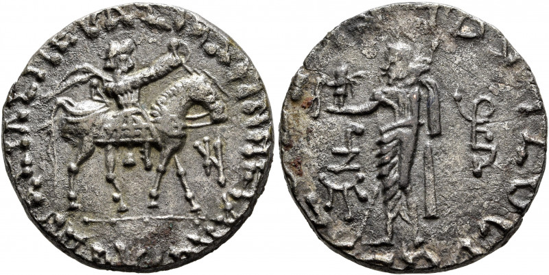 INDO-SKYTHIANS. Azes, circa 58-12 BC. Tetradrachm (Silver, 23 mm, 9.59 g, 10 h),...