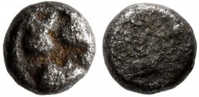 INDIA, Mauryan Empire. Circa 3rd-2nd centuries BC. Mashaka (Silver, 4 mm, 0.11 g). Taurine symbol. Rev. Blank. HGC 12, 965. Pieper 181. About very fin...