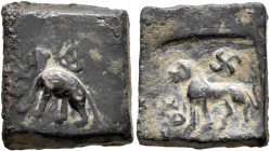 INDIA, Post-Mauryan (Punjab). Taxila (local coinage). Karshapana (Bronze, 17x19 mm, 10.74 g, 12 h), circa 2nd century BC. Elephant advancing left; abo...