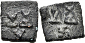 INDIA, Post-Mauryan (Punjab). Taxila (local coinage). 1/2 Unit (Bronze, 14x15 mm, 3.79 g, 9 h), Taxila city state (Pushkalavati), circa 185-170 BC. In...