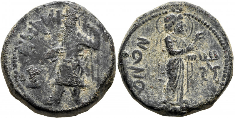 INDIA, Kushan Empire. Kanishka I, circa 127/8-152. Tetradrachm (Bronze, 25 mm, 1...