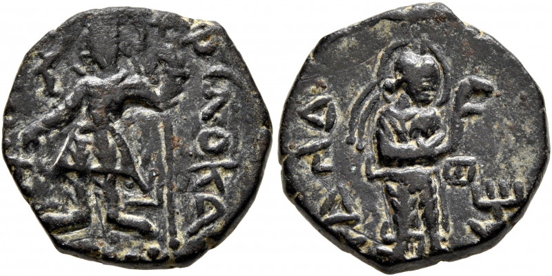 INDIA, Kushan Empire. Kanishka I, circa 127/8-152. Drachm (Bronze, 16 mm, 4.23 g...