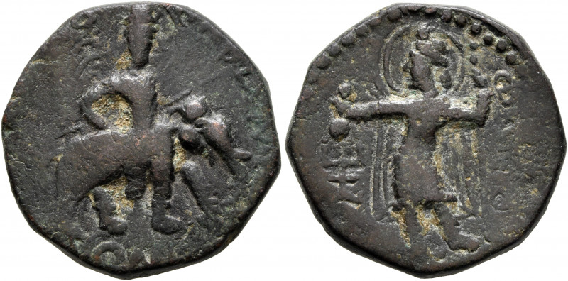 INDIA, Kushan Empire. Huvishka, circa 151-190. Tetradrachm (Bronze, 24 mm, 11.10...