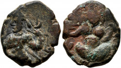 INDIA, Kushan Empire. Kanishka III, circa 255-275. AE (Bronze, 20.5 mm, 6.20 g, 12 h), probably Taxila. Kanishka III standing facing, head to left, sa...