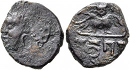 INDIA, Gupta Empire. First Dynasty. Chandragupta II Vikramaditya, circa 380-413. AE (Bronze, 15 mm, 1.61 g, 12 h). Bare head of Chandragupta II to lef...