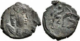 TAPROBANE (SRI LANKA). Imitations of Late Roman Bronzes. Circa 5th century. AE (Bronze, 14 mm, 1.28 g), mitating a 'Fel Temp Reparatio' follis struck ...