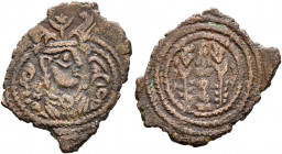 SASANIAN KINGS. Yazdgard III, 632-651. Pashiz (Bronze, 17 mm, 1.00 g, 4 h), illegible mint, perhaps AY in (unknown location in Khuzestan), illegible d...