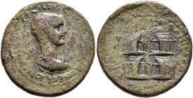 MACEDON. Thessalonica. Herennius Etruscus, as Caesar, 249-251. Tetrassarion (Bronze, 26 mm, 11.05 g, 12 h). [ΚΑΙ ΚΥΙΝ] ЄΡЄΝ [ΜЄϹΙ ЄΤΡΟΥϹΚΙΛΛΟΝ] ΔЄΚΙΟΝ...