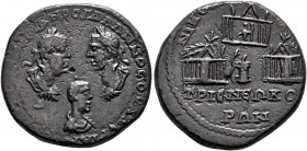 BITHYNIA. Nicomedia. Valerian I, with Gallienus and Valerian II Caesar, 253-260. Tetrassarion (Orichalcum, 24 mm, 8.32 g, 7 h), 256-258. [AYT OY]AΛЄPI...