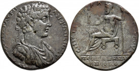 MYSIA. Pergamum. Caracalla, 198-217. Medallion (Bronze, 36 mm, 27.90 g, 6 h), Phla. Xenokrates, strategos. AYTO KAI MAP AYPH - ANTΩNЄIN Laureate, drap...