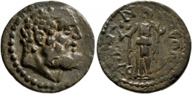 LYDIA. Blaundus. Pseudo-autonomous issue. Assarion (Bronze, 18 mm, 3.44 g, 7 h), time of Valerian I and Gallienus, 253-260. Head of Herakles to right....