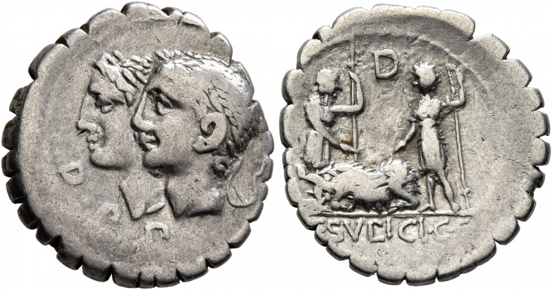 C. Sulpicius C.f. Galba, 106 BC. Denarius (Silver, 19 mm, 3.65 g, 1 h), Rome. D•...