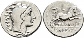 L. Thorius Balbus, 105 BC. Denarius (Silver, 20 mm, 3.74 g, 6 h), Rome. I•S•M•R Head of Juno Sospita to right, wearing goat-skin headdress. Rev. L•THO...