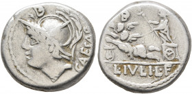 L. Julius L.f. Caesar, 103 BC. Denarius (Silver, 16 mm, 3.85 g, 1 h), Rome. Helmeted head of Mars to left; above, D. Rev. Venus Genetrix driving biga ...