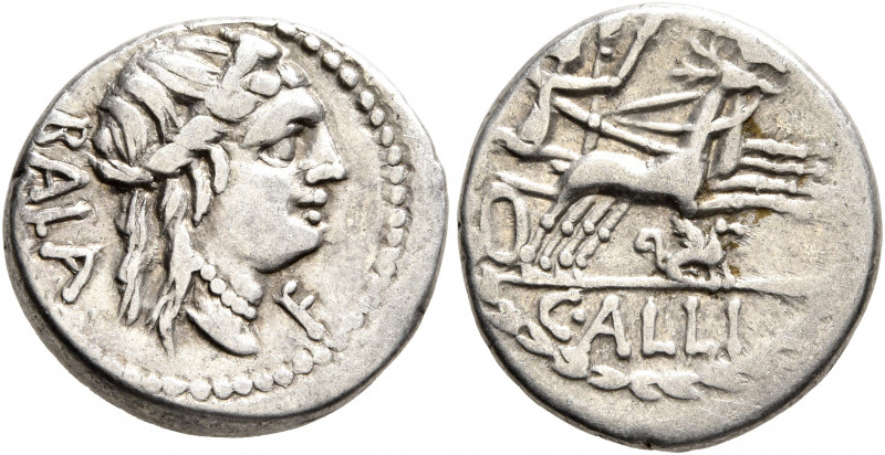 C. Allius Bala, 92 BC. Denarius (Silver, 17 mm, 3.84 g, 3 h), Rome. BALA Diademe...