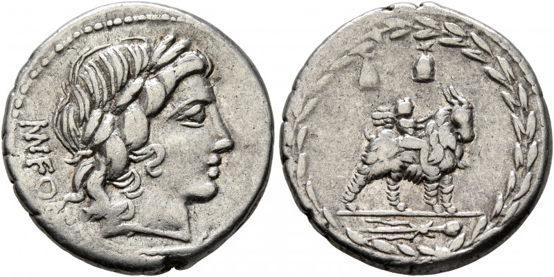 Mn. Fonteius C.f, 85 BC. Denarius (Silver, 18.5 mm, 3.98 g, 6 h), Rome. MN •FO N...