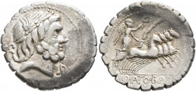Q. Antonius Balbus, 83-82 BC. Denarius (Silver, 20 mm, 3.82 g, 6 h), Rome. Laureate head of Jupiter to right; behind, S•C; below, control. Rev. Q ANT ...