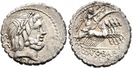 Q. Antonius Balbus, 83-82 BC. Denarius (Silver, 19 mm, 3.68 g, 3 h), Rome. Laureate head of Jupiter to right; behind, S•C; below, control mark. Rev. Q...