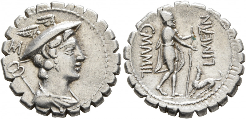 C. Mamilius Limetanus, 82 BC. Denarius (Silver, 19 mm, 3.91 g, 5 h), Rome. Drape...