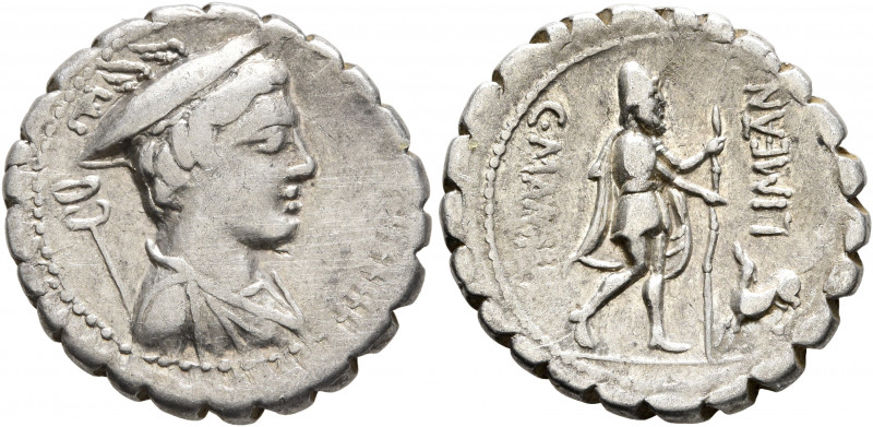 C. Mamilius Limetanus, 82 BC. Denarius (Silver, 20 mm, 3.81 g, 3 h), Rome. Drape...