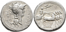 L. Manlius Torquatus, 82 BC. Denarius (Silver, 17 mm, 3.93 g, 6 h), with L. Cornelius Sulla, military mint moving with Sulla. L•MANLI – PRO Q Head of ...