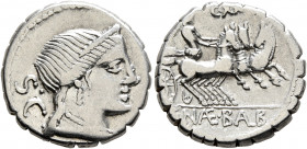 C. Naevius Balbus, 79 BC. Denarius (Silver, 17 mm, 3.87 g, 5 h), Rome. Diademed head of Venus to right, wearing earring and pearl necklace; behind, S•...