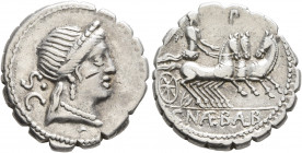 C. Naevius Balbus, 79 BC. Denarius (Silver, 19 mm, 4.00 g, 6 h), Rome. Diademed head of Venus to right, wearing earring and pearl necklace; behind, S•...